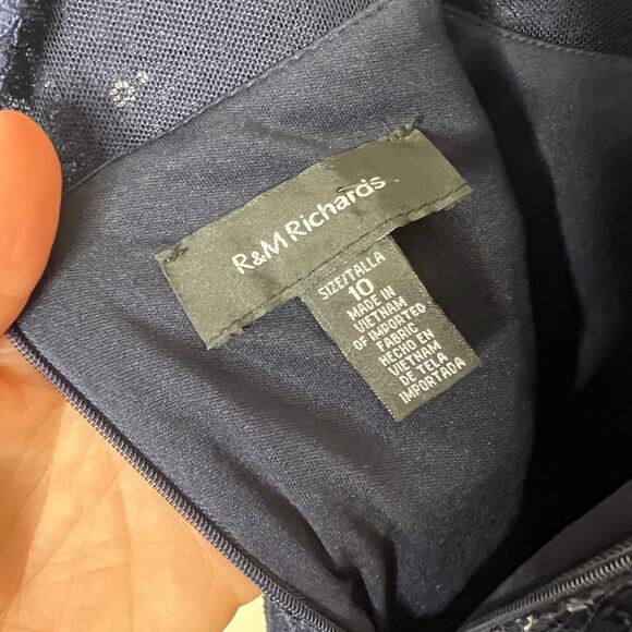 R & M Richards Black Lace Overlay Evening Gown 10 - Picture 9 of 13